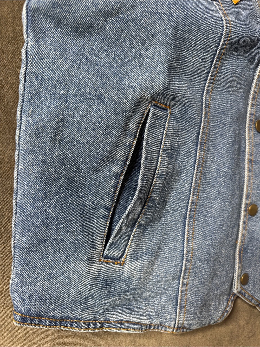 Men’s Blue Denim Vest Dakota Leather Co. MEDIUM Snap Closure Sherpa Lined NWT - Picture 8 of 12
